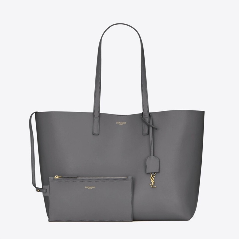 SAINT LAURENT SHOPPING TOTE STORM GRAY LEATHER🌟🤩 - Picture 15 of 15